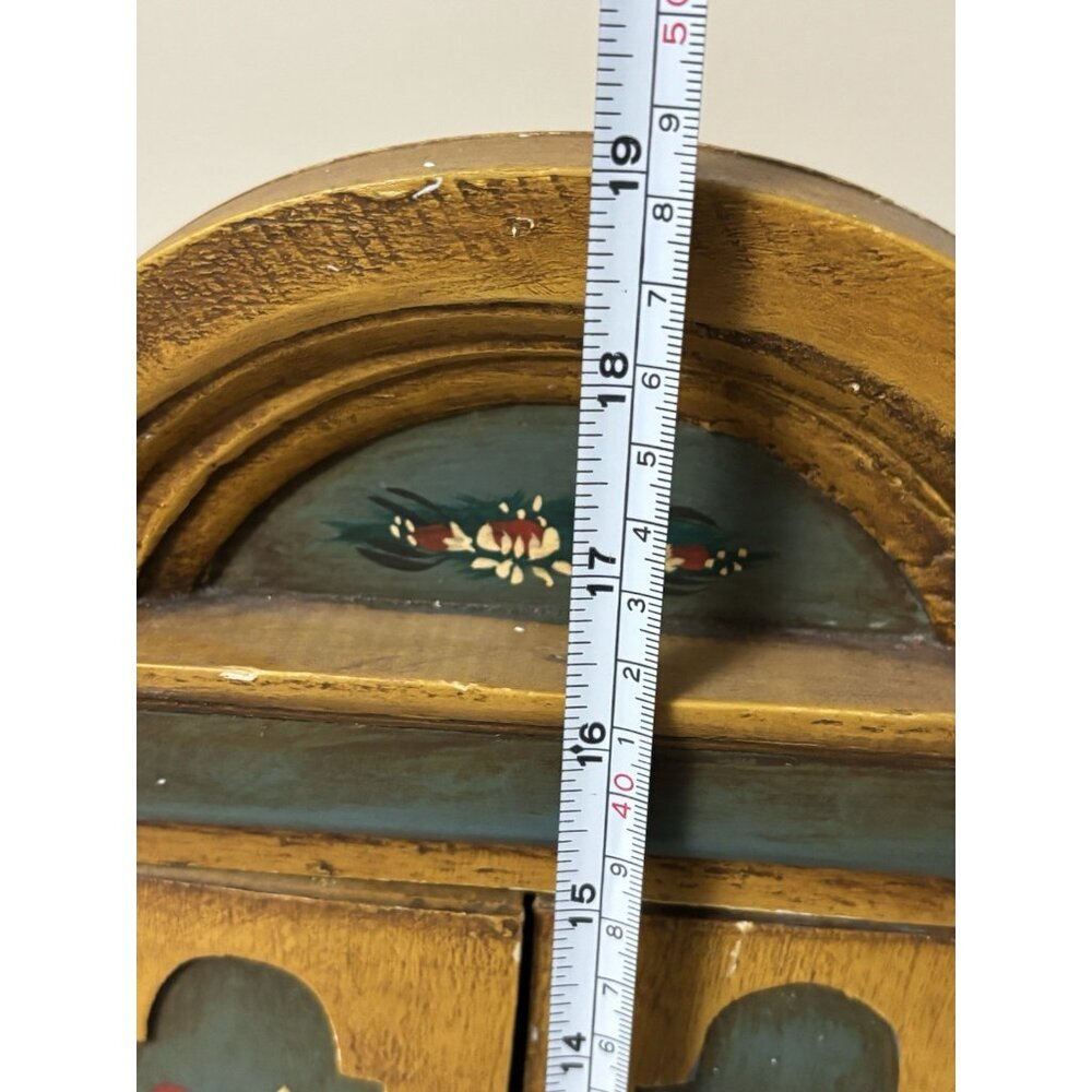 Hand Painted Vintage Dollhouse Armoire Folk Art Cabinet Dresser Cottage 19” - Picture 14 of 16